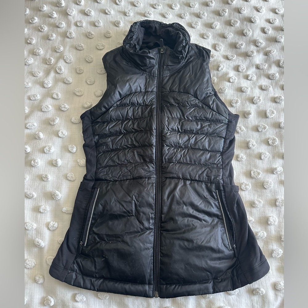 Lululemon Down For A Run Vest Black Full Zip Puffer Sleeveless Size 6